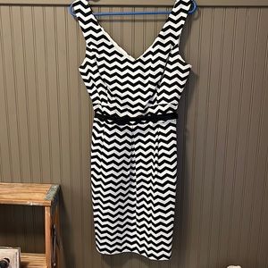 Black and White Chevron Dress with Belt Black House White Market